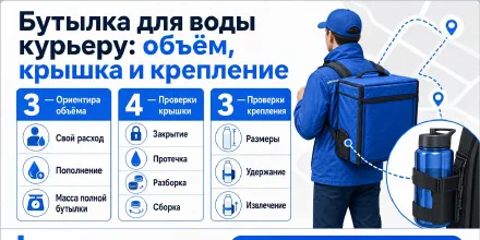 Бутылка для воды курьеру: объём, крышка и крепление