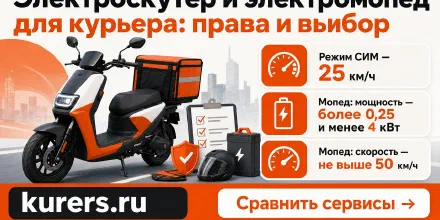 Электроскутер и электромопед для курьера: права и выбор
