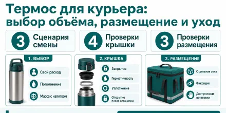 Термос для курьера: выбор объёма, размещение и уход