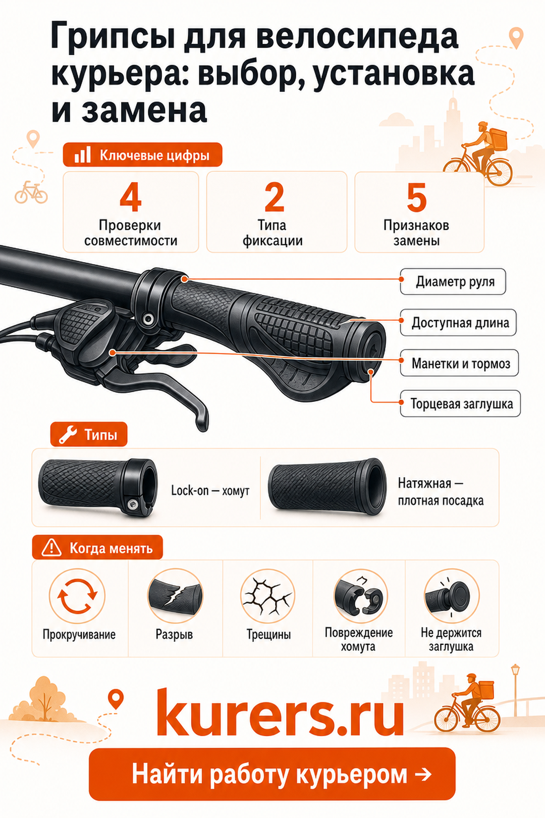 грипсы для велосипеда курьера
